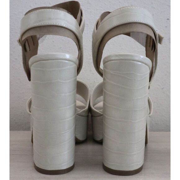 GUESS Women's Sz 10M Ivory Gabeli Croc-Embossed Platform 5" Heeled Sandals - Picture 3 of 13